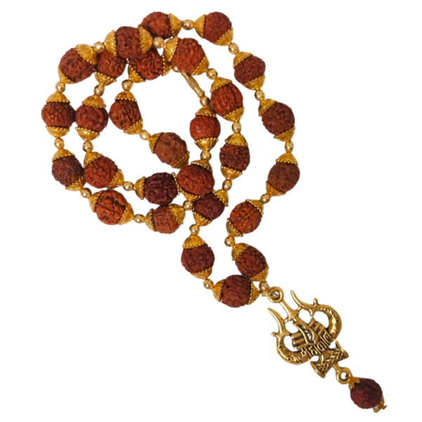 Shiva Rudra Mala, Spiritual Pendant Necklace with Rudraksha Beads - Image 2